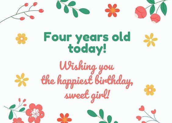 4th birthday wishes for baby girl
