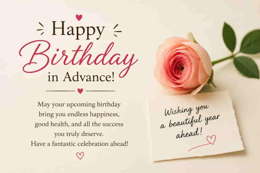 Heart touching advance birthday wishes design