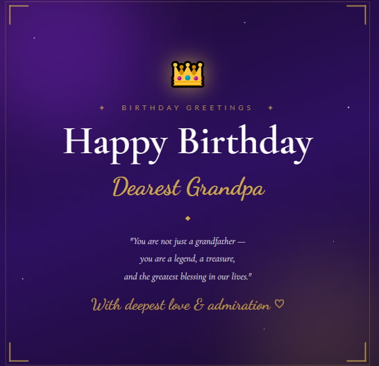 Loving grandfather birthday message image from granddaughter