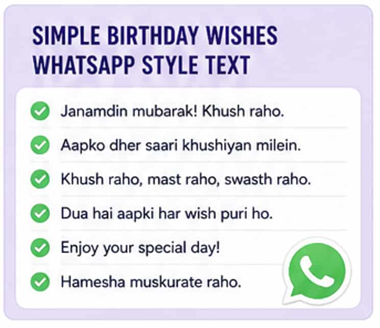 Simple birthday wishes WhatsApp style text image in Roman Hindi