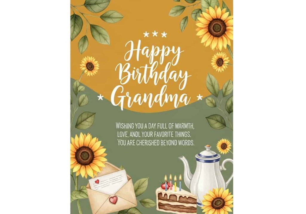 happy birthday grandma card with rose gold crown orchids and elegant champagne design