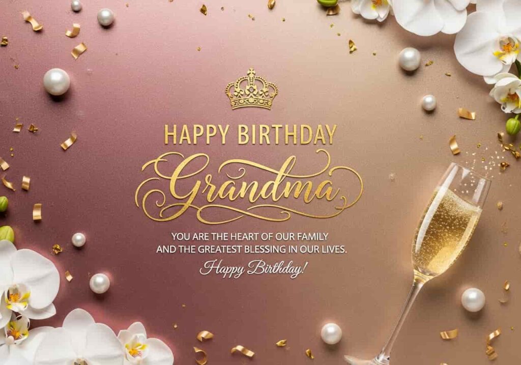 happy birthday grandma wishes card with sunflowers and vintage botanical design