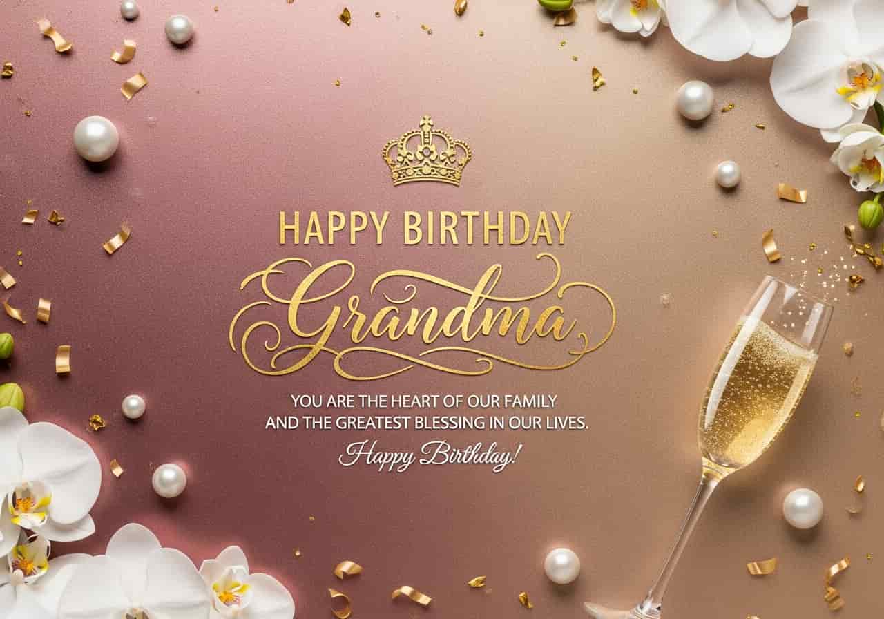 happy birthday grandma wishes card with sunflowers and vintage botanical design