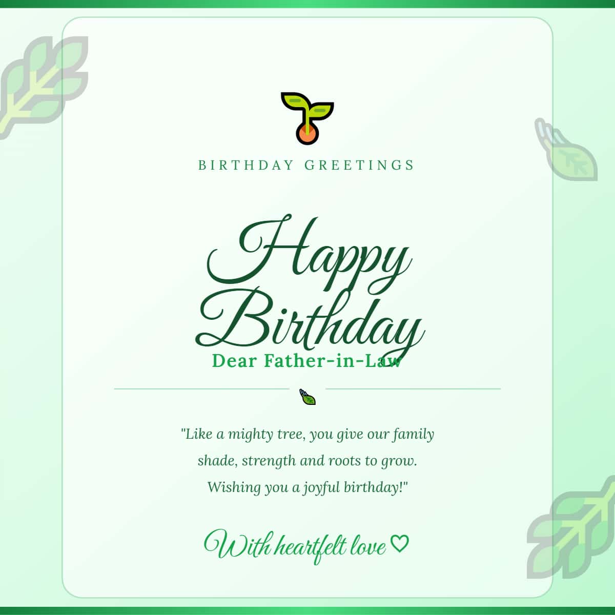 best birthday wishes for father in law card