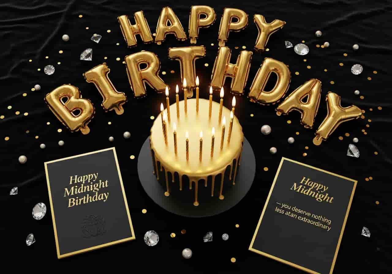 cute midnight birthday wishes card