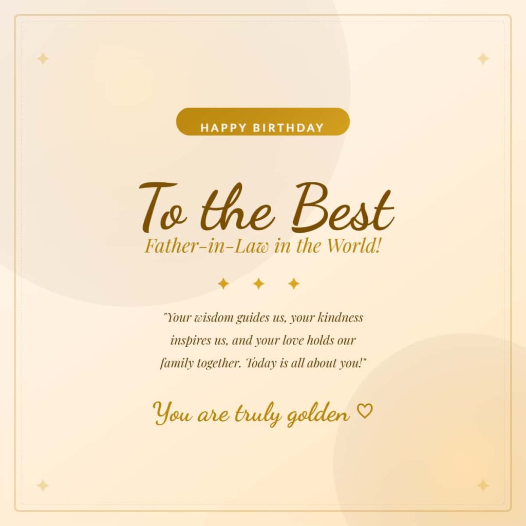 Loving father in law birthday message image