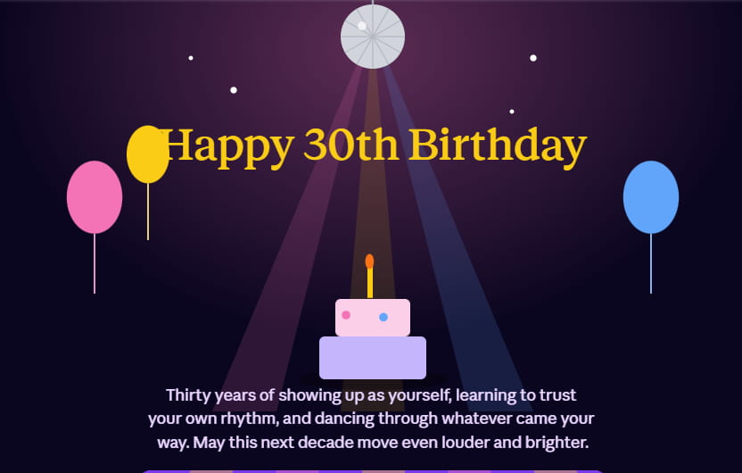 30th birthday wishes card