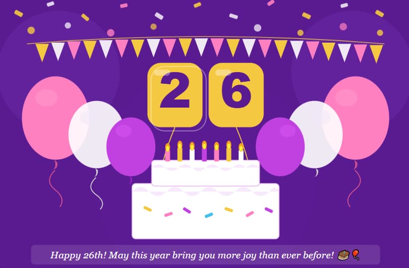 Beautiful floral happy 26th birthday wishes image