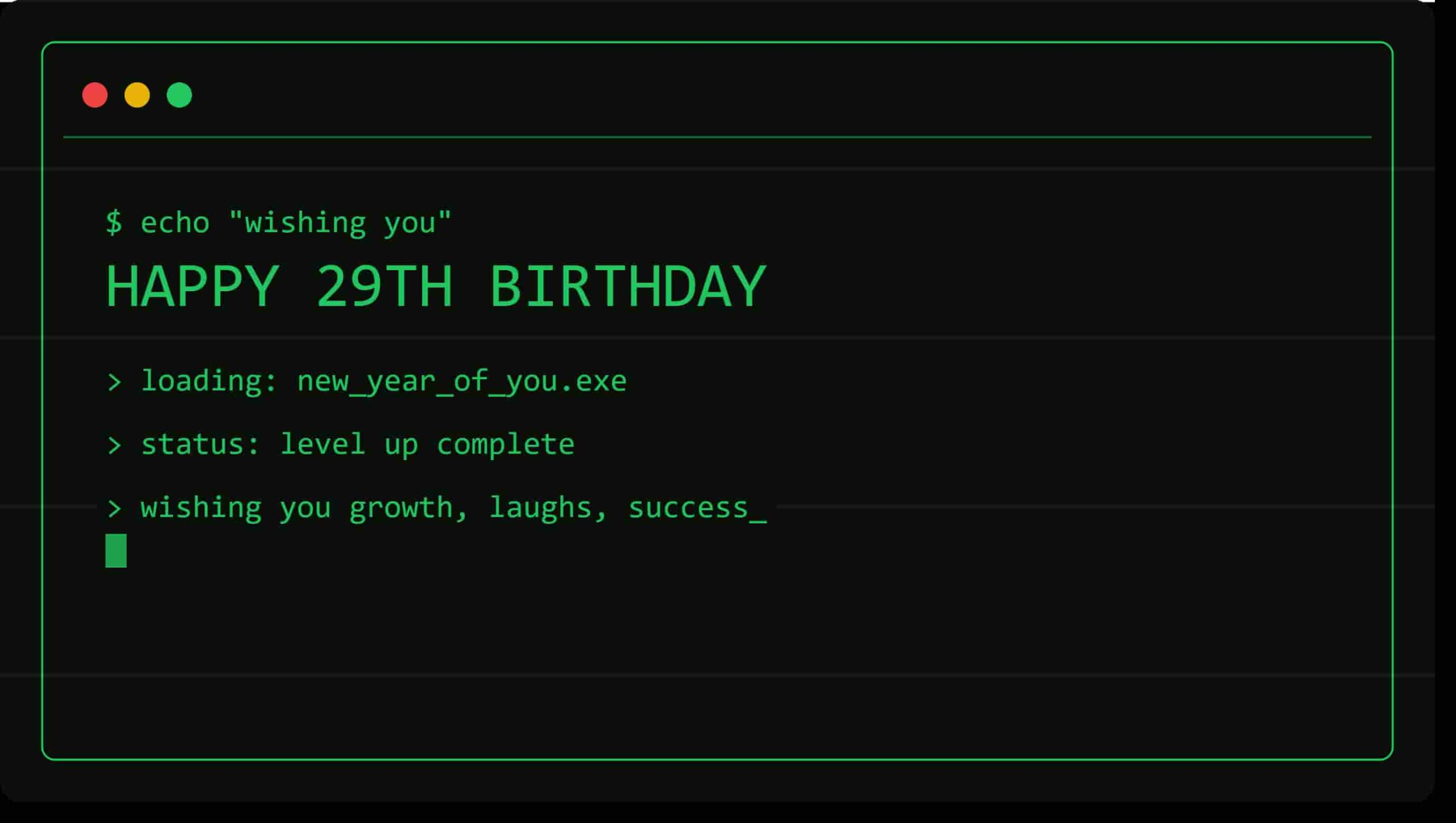 Birthday card for 29th birthday