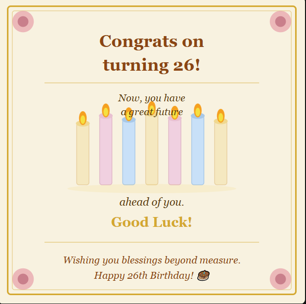 Happy 26th birthday wishes for friends and family