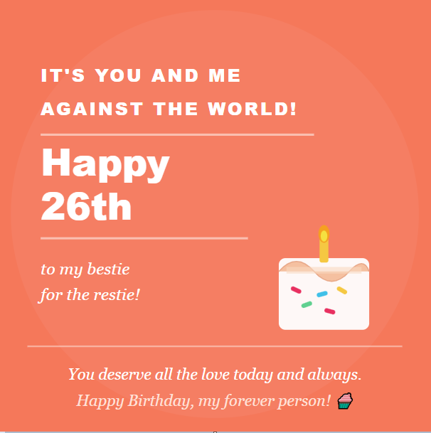 Happy 26th birthday wishes with golden number 26