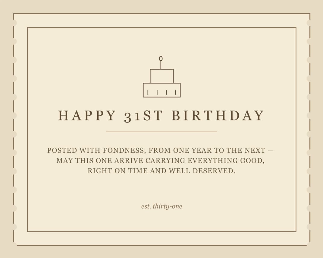 Happy 31st birthday card
