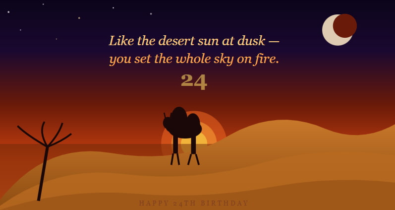 Heartfelt 24th birthday wishes greeting card