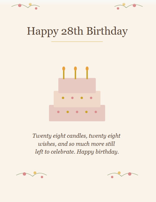 Heartfelt 28th Birthday Wishes Messages
