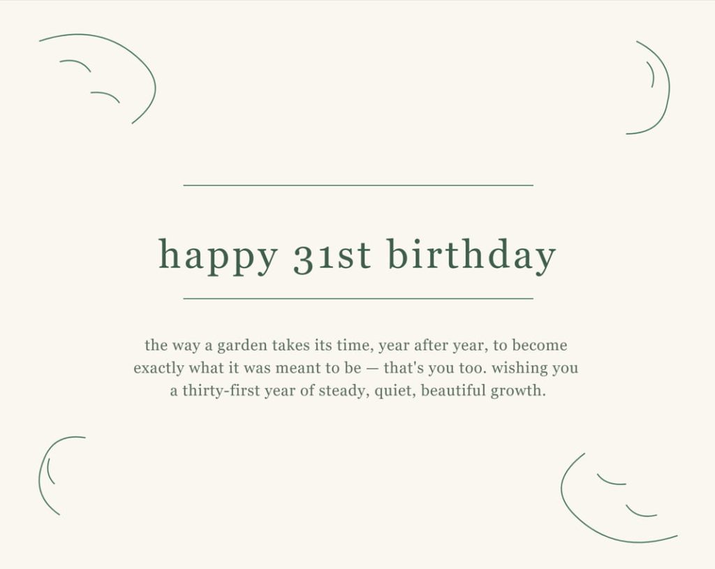 Heartfelt 31st birthday wishes