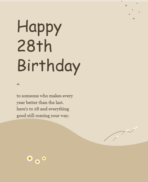 Unique 28th Birthday Wishes and Birthday Messages