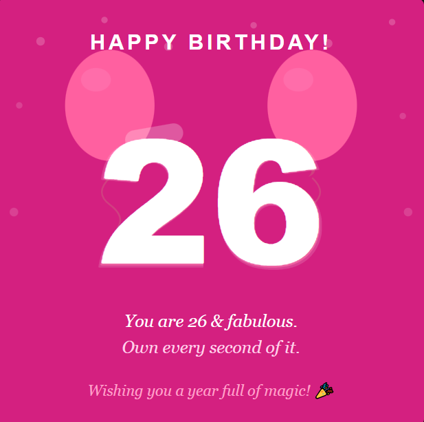 happy birthday wishes 26th