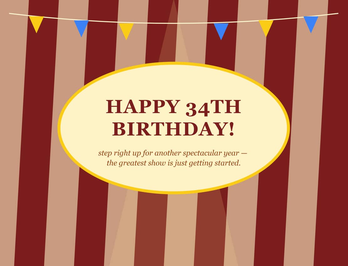34th birthday wishes card