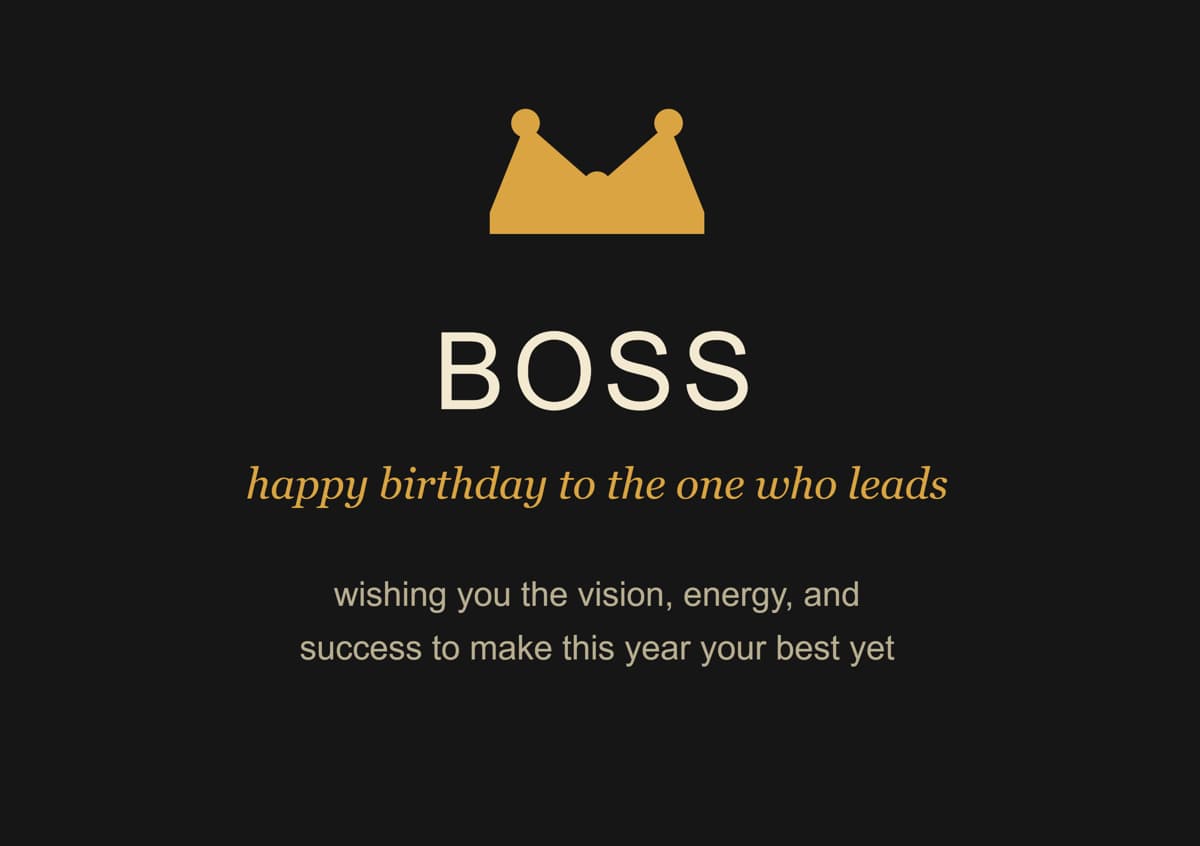 Birthday card message for boss