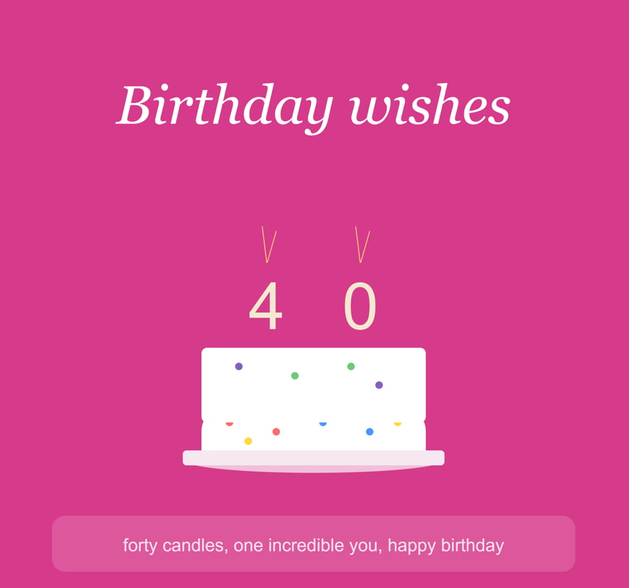 Birthday message for 40 year old