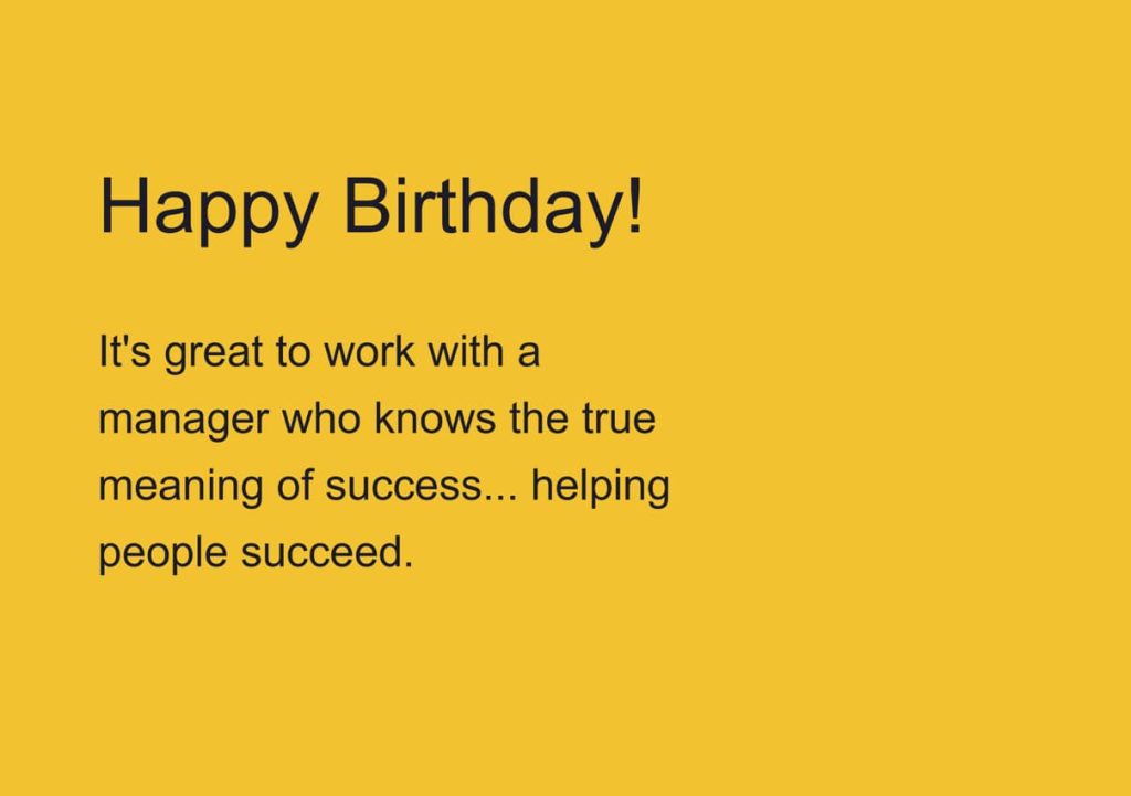 Birthday wishes from team to manager
