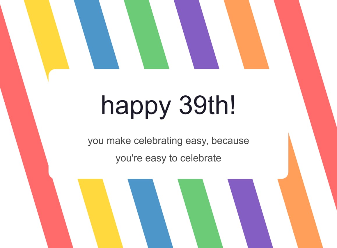 Happy thirty-ninth birthday card