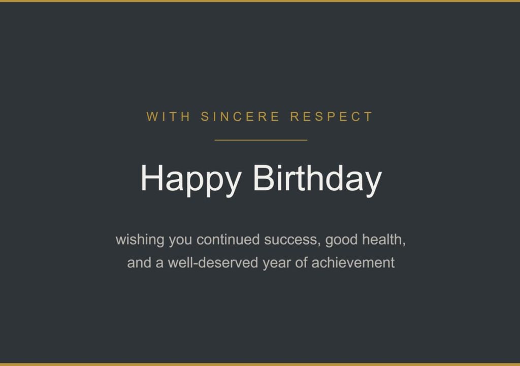 Professional birthday greeting for manager and boss