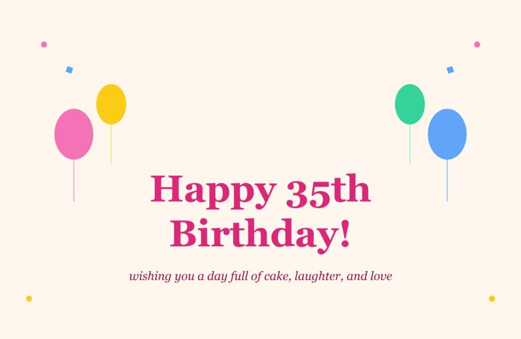 happy 35th birthday wishes with balloons