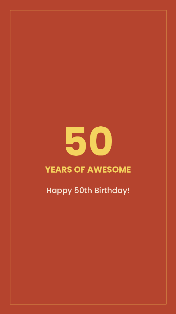 Terracotta Gold 50 Years of Awesome - Happy 50th Birthday card
