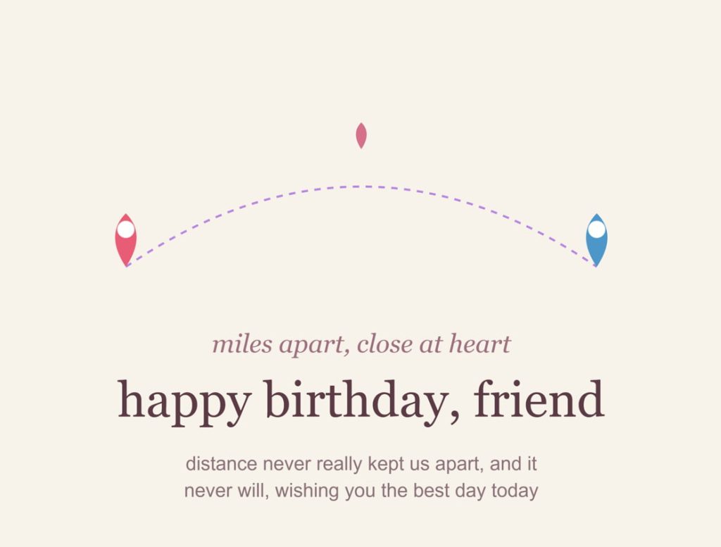 Long-distance friendship birthday message