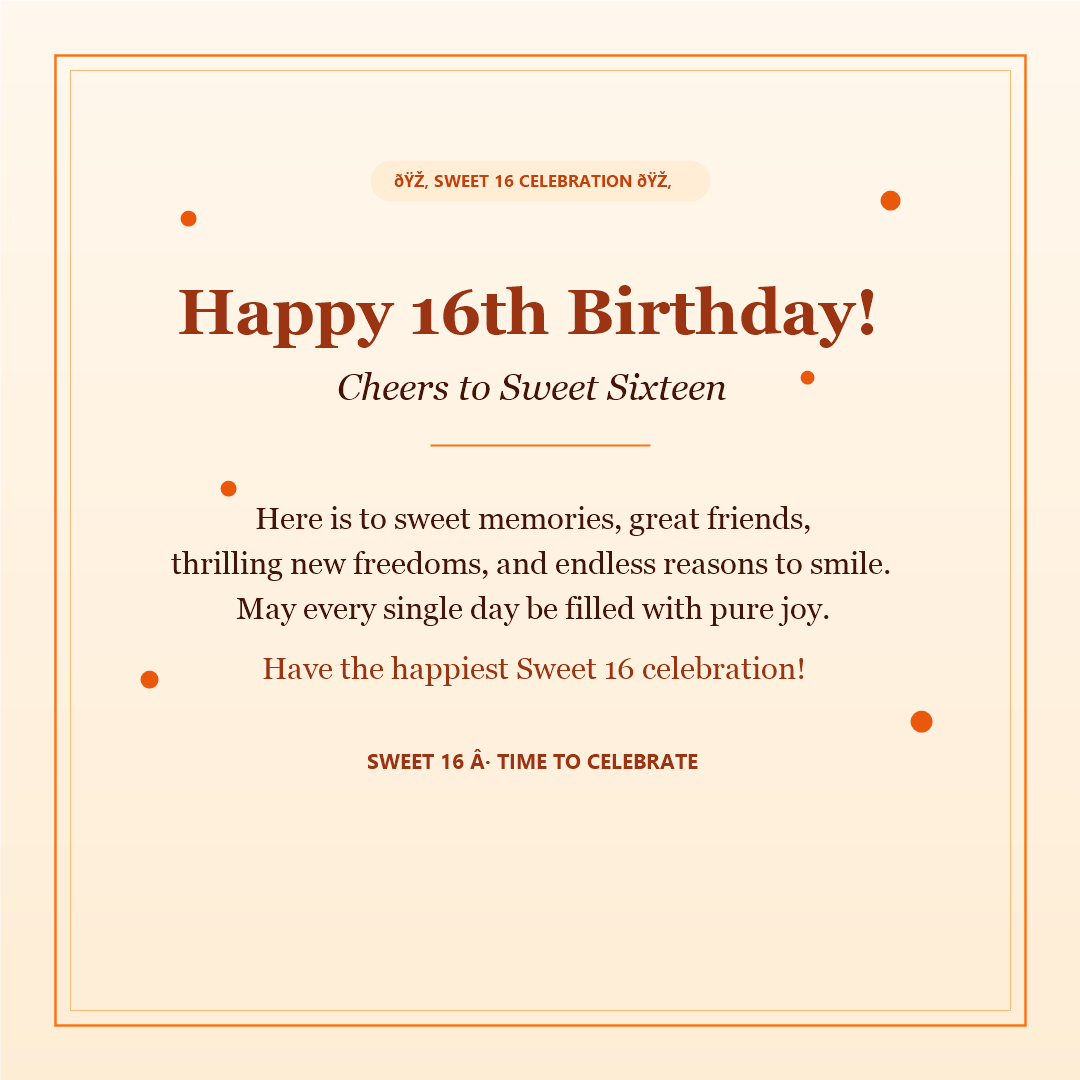Warm peach and coral confetti Sweet 16 Happy 16th Birthday card - Cheers to sweet sixteen