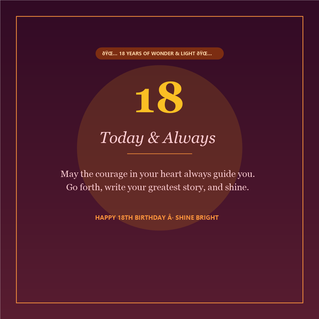 Sunset amber and coral Happy 18th Birthday card - 18 today and always