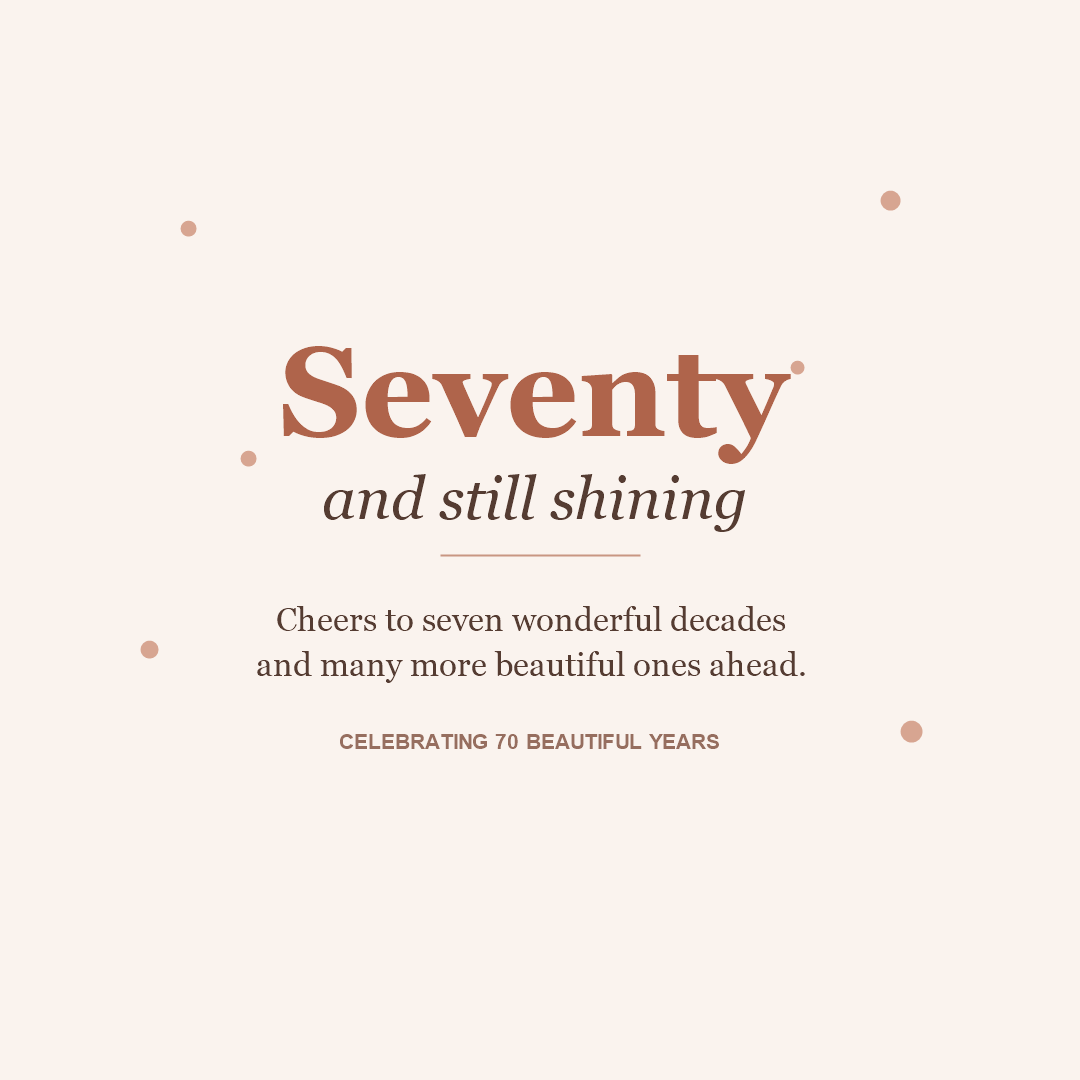Seventy and still shining - Cheers to seven wonderful decades and many more beautiful ones ahead