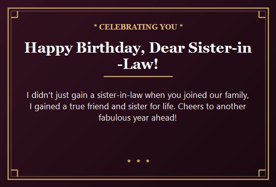 sweet birthday wishes for sister in law