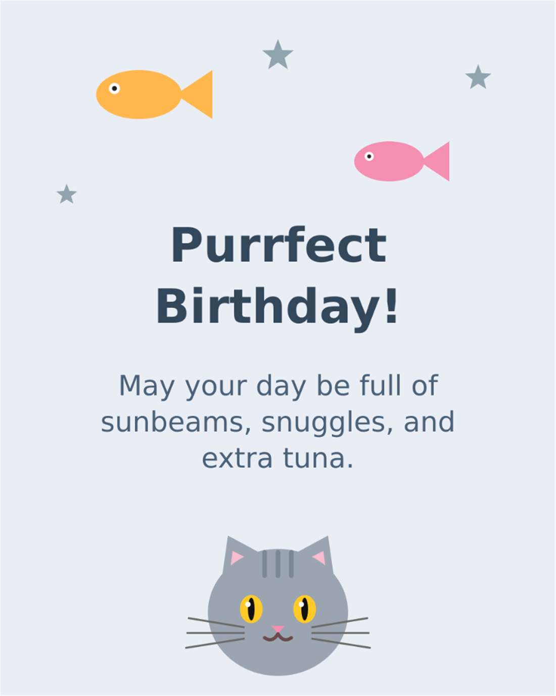 Purrfect Birthday May your day be full of sunbeams snuggles and extra tuna - Cat Birthday Card
