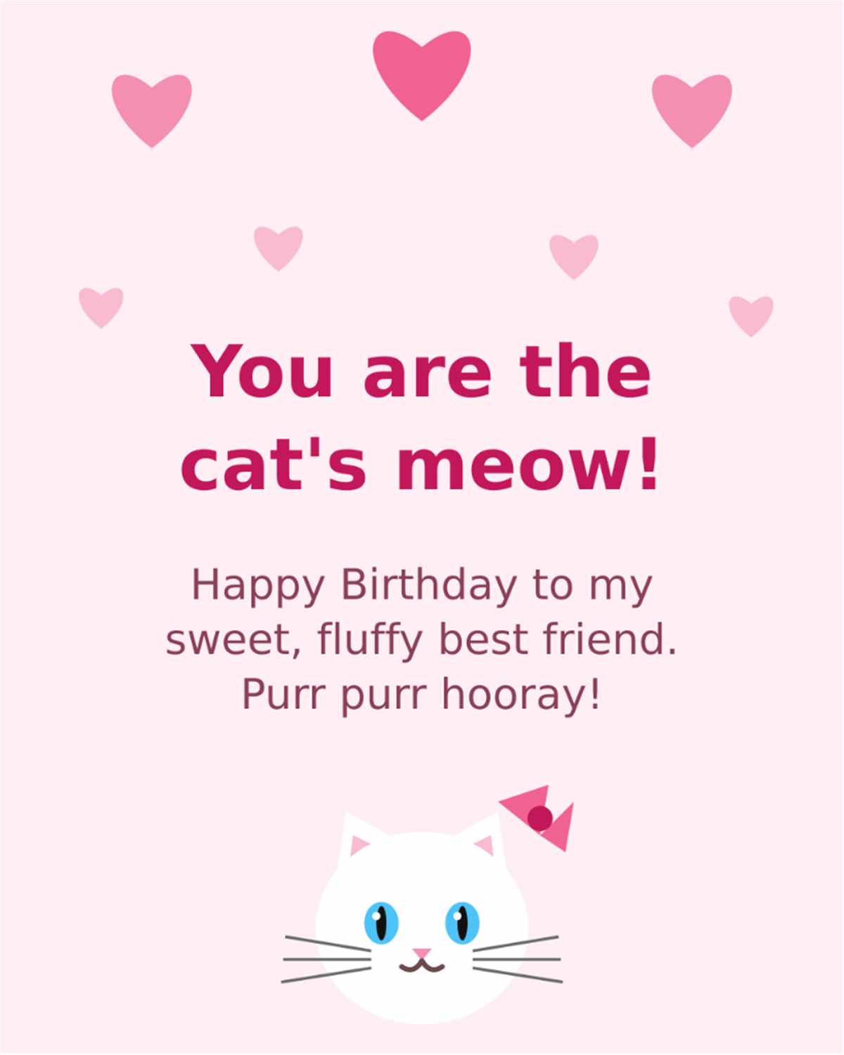 You are the cat meow Happy Birthday to my sweet fluffy best friend - Cat Birthday Card