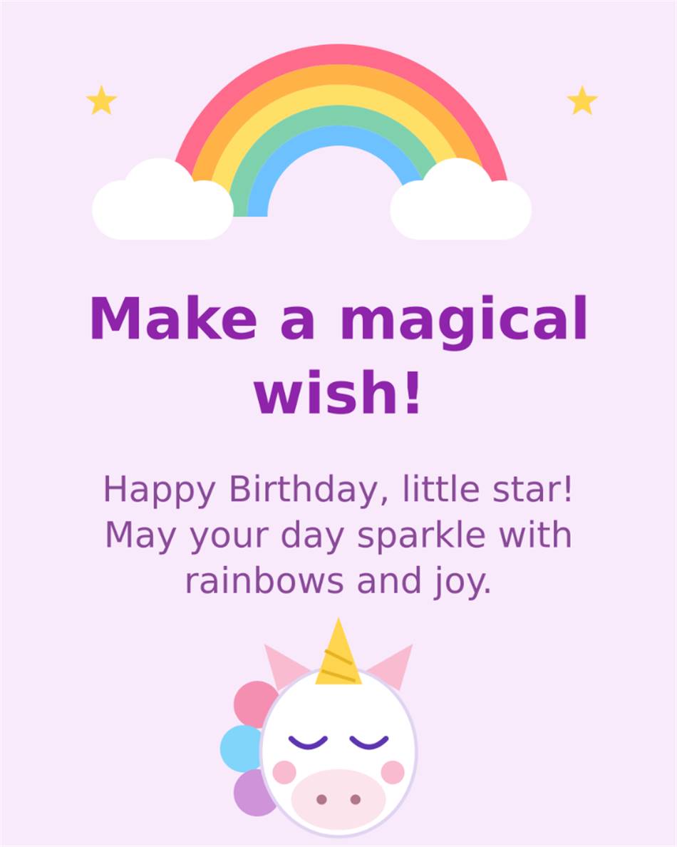 Make a magical wish happy birthday little star unicorn card