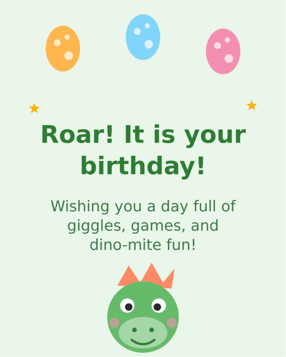 Roar it is your birthday wishing you dino-mite fun birthday card for children