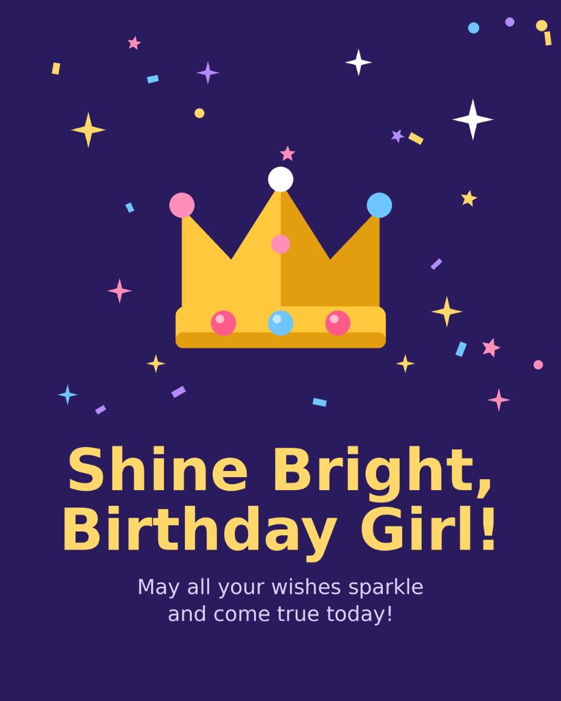 Shine bright birthday girl may all your wishes sparkle and come true crown card