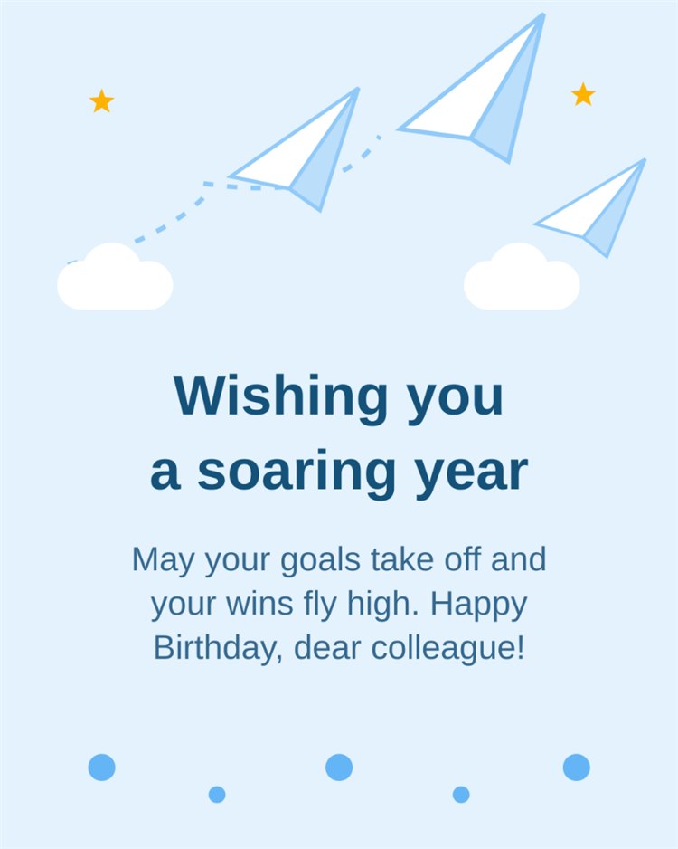 Wishing you a soaring year may your goals take off and your wins fly high paper planes colleague birthday card