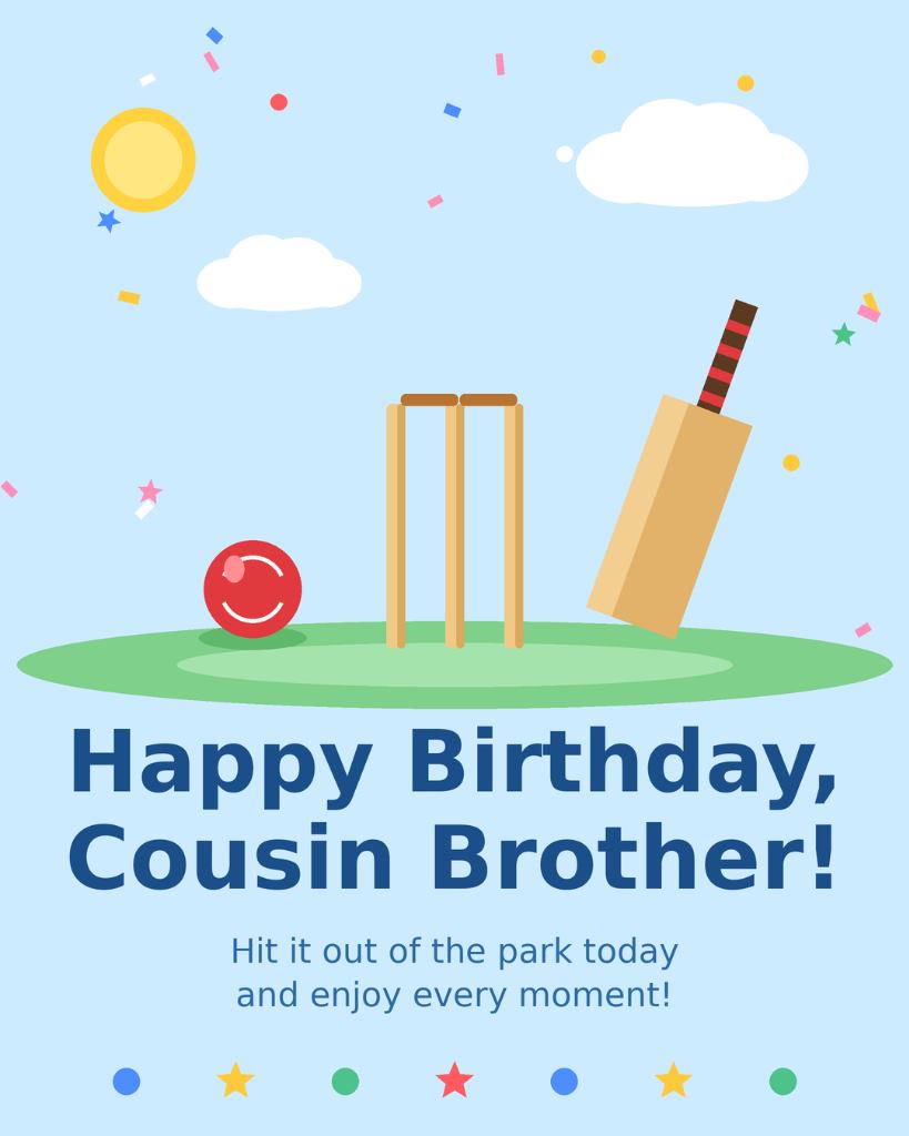 Happy birthday cousin brother hit a six cricket sports card