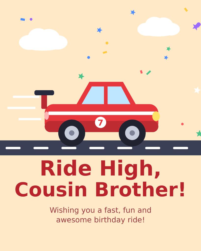 Happy birthday cousin brother speed into your best year race car card