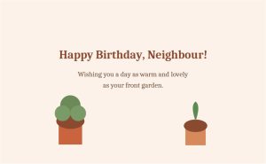 Happy Birthday Neighbour wishing you a day as warm and lovely as your front garden plant pots card