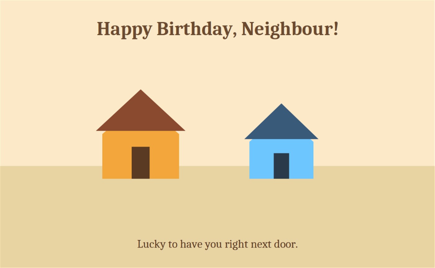 Happy Birthday Neighbour lucky to have you right next door two houses card