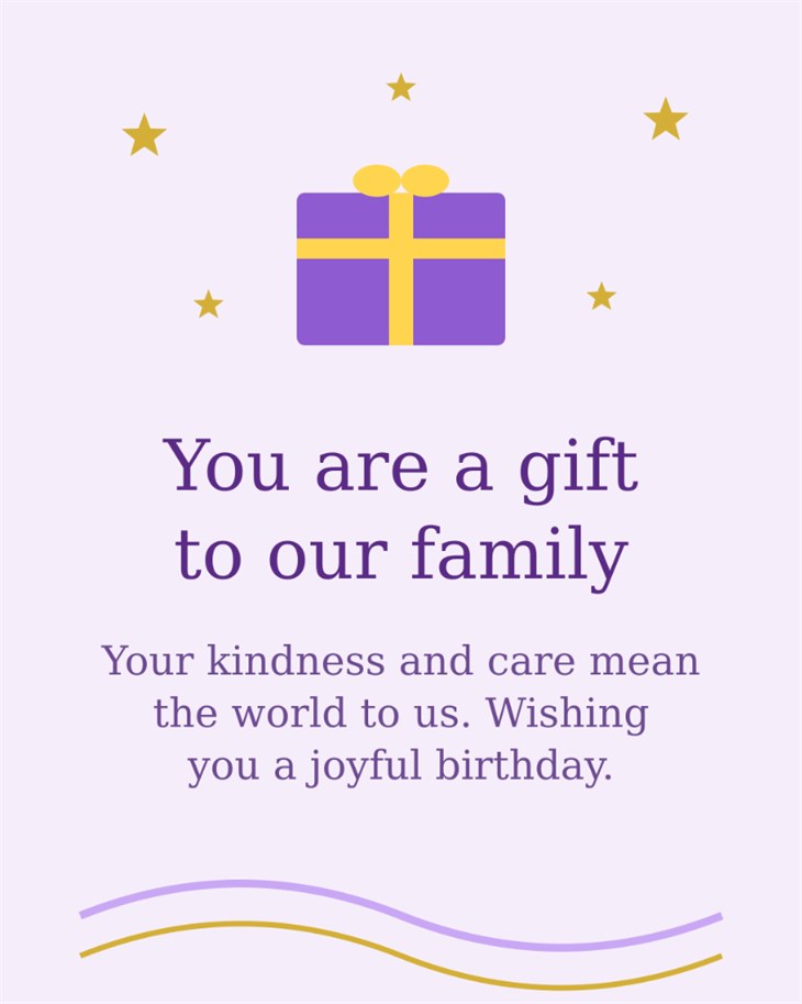You Are A Gift To Our Family - Joyful stepmother birthday greeting card