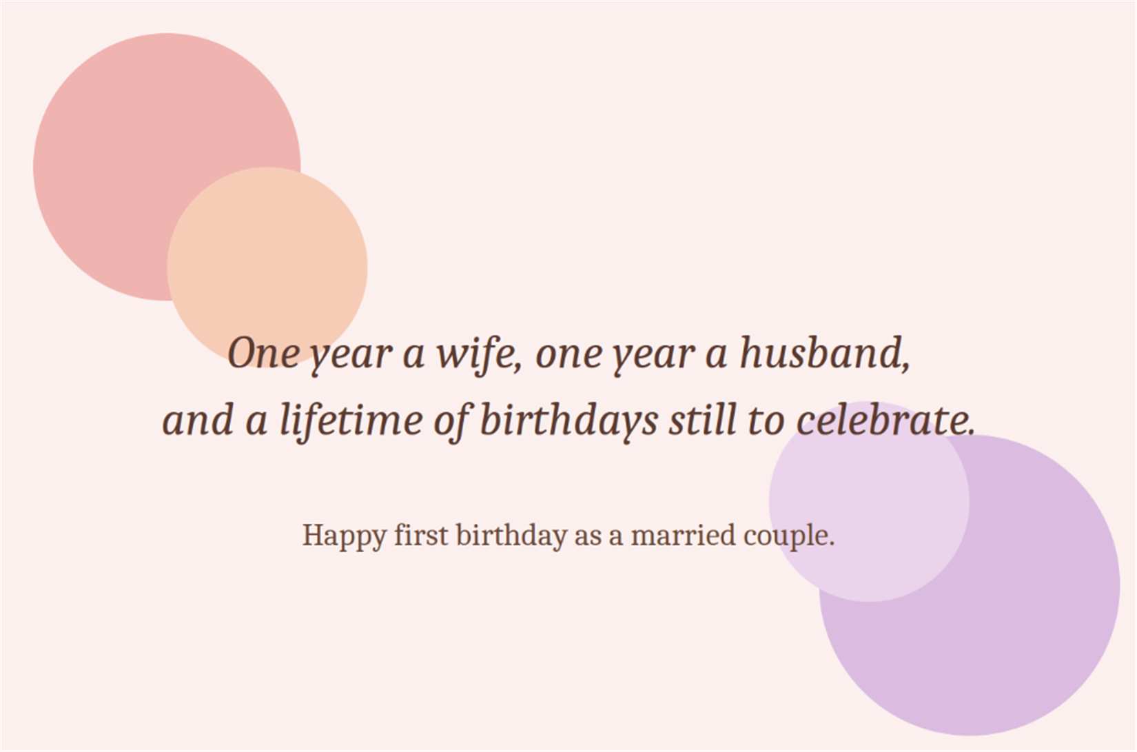 One year a wife, one year a husband, and a lifetime of birthdays still to celebrate - Married Couple Birthday Card