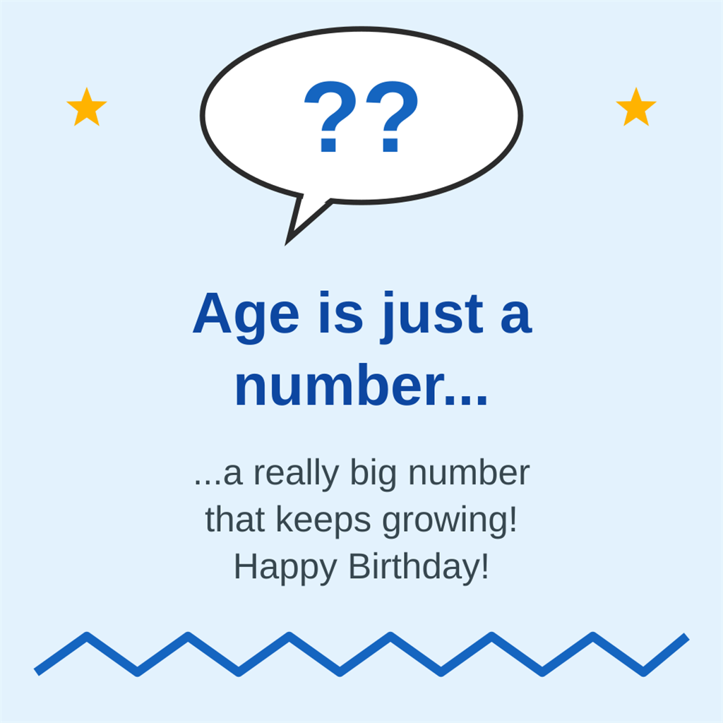 Speech bubble humorous birthday card - Age is just a number a really big number that keeps growing