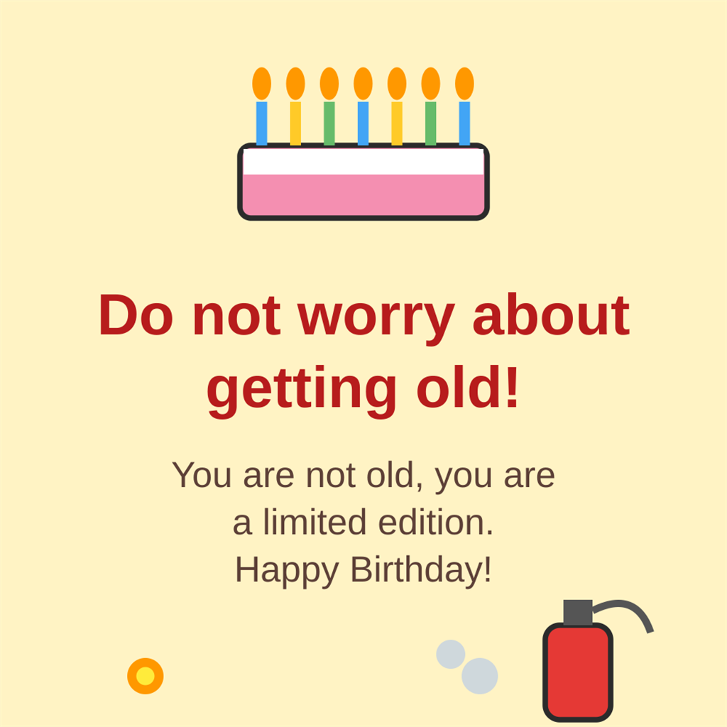 Birthday cake and fire extinguisher humorous card - You are not old you are a limited edition