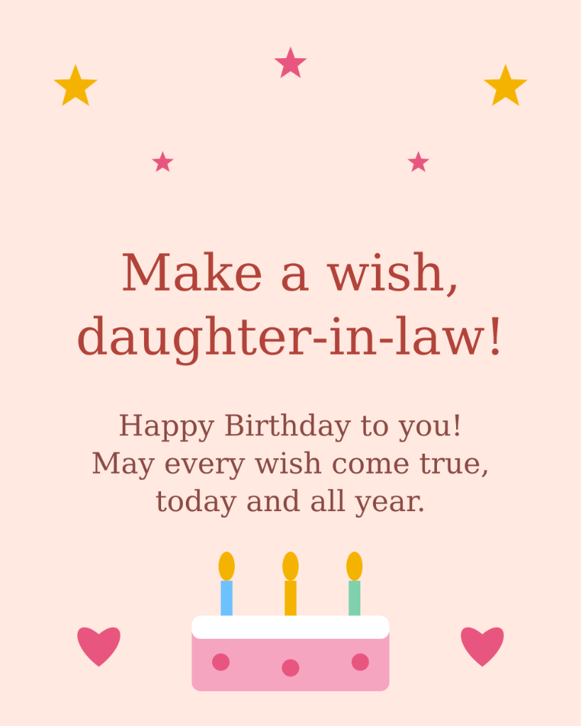 Make a Wish Daughter-in-Law Birthday Card