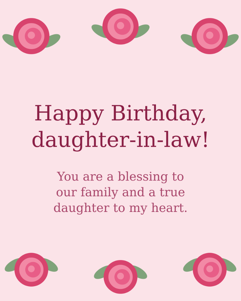 Happy Birthday Daughter-in-Law Roses Blessing Card